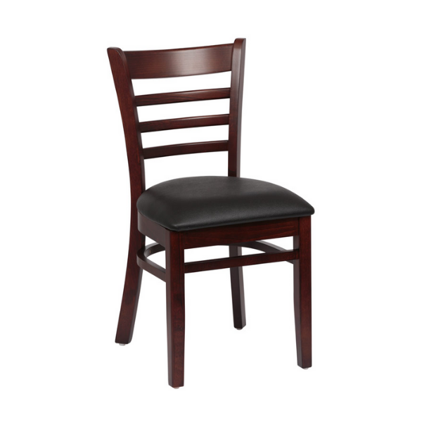 Royal Industries (ROY 8001 W BLK) Ladder Back Chair, Walnut Finish, Upholstered Seat