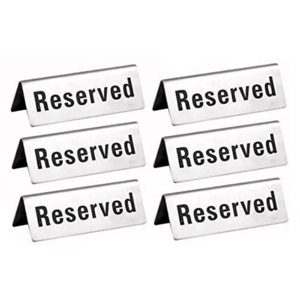 Reserved Table Signs 4.75x1.75 - 6 Pack