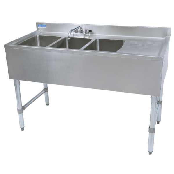 BK Resources OBSO3 COMP Underbar Sink 48"OAL 10X14X10D BOWLS SS