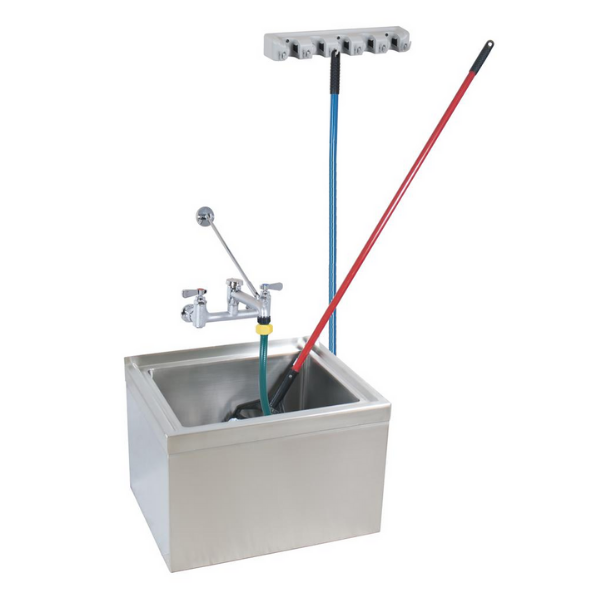 BK Resources (BKMS2-2424-12-KIT) Stainless Steel Mop Sink Kit 24X24X12 With BKSF-WB2 Service Faucet