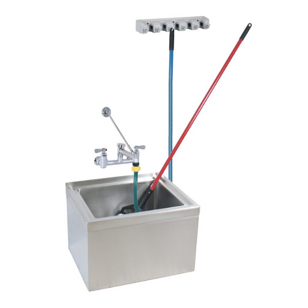 BK Resources (BKMS-2424-12-KIT) Stainless Steel Mop Sink Kit 24X24X12 With BKSF-WB1 Service Faucet