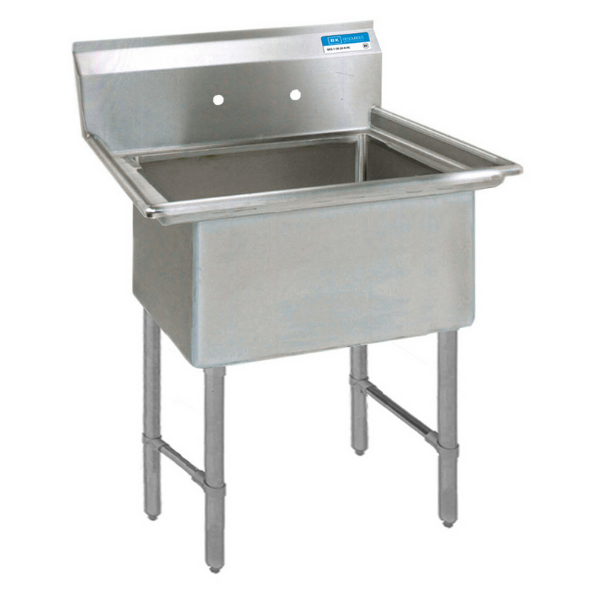 BK Resources 1 Compartment Sink 18 X 24 X 14D NO DB With Stainless Steel Legs & Bracing