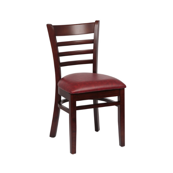 Royal Industries (ROY 8001 W CRM) Ladder Back Chair, Walnut Finish, Upholstered Seat