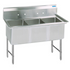 BK Resources 16 GA 3 Compartment Sink 24 X 24 X 14D Bowls, No Drainboards