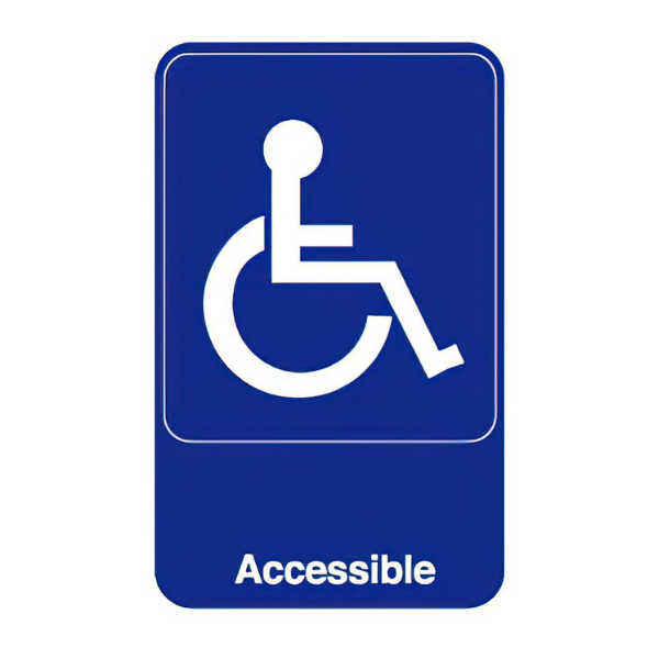 Royal Industries (ROY 695644) Accessible - White Image Of A Wheelchair On A Blue Background, 6" x 9" Sign