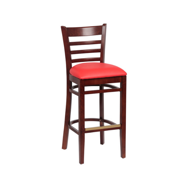 Royal Industries (ROY 8002 W RED) Wood Bar Stool, Walnut Finish, Upholstered Seat