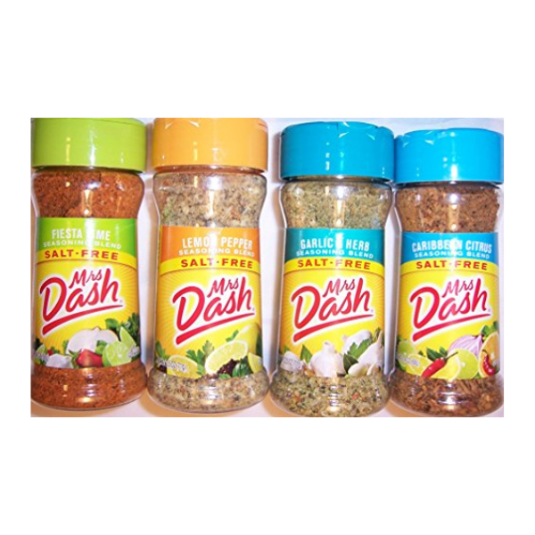 Mrs. Dash Seasoning Blends Variety Flavor 4 Pack 2.5 oz - Caribbean Citrus - Garlic & Herb - Fiesta Lime - Lemon Pepper