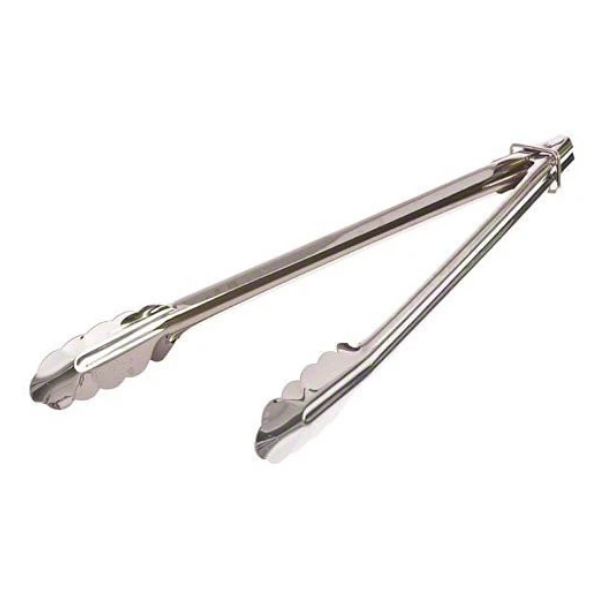Update International ST-12LR 18/0 Stainless Steel Spring Tongs with Locking Ring, 12-Inch