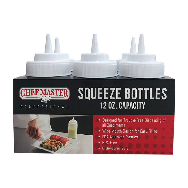 Chef Master (90207) 12 oz. Squeeze Bottles - 12/Pack