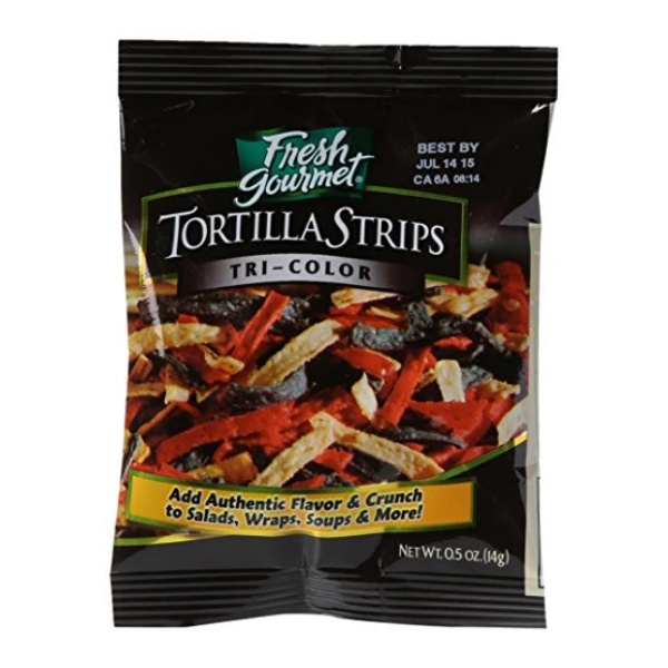 Fresh Gourmet Tortilla Strips, Tri-Color, 0.5 Ounce (Pack of 100)