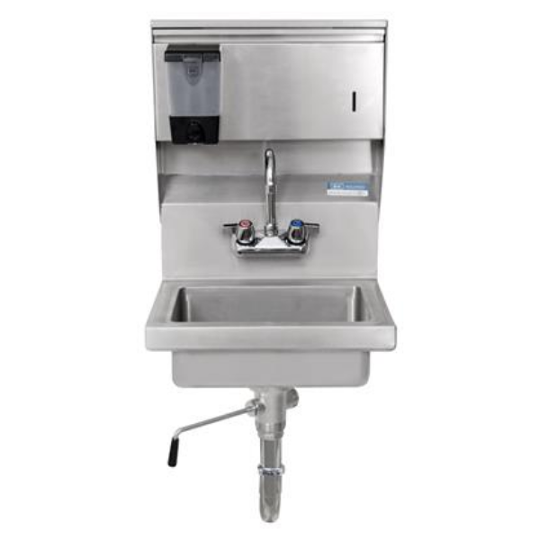 BK Resources (BKHS-W-1410-4DTD-LA) SM Hand Sink 2 Hole With Towel Dispenser Faucet Lever