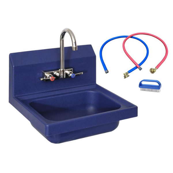 BK Resources (APHS-W1410-WBBE) Ion 2 Hole SM Blue Antimicrobial Handsink Kit