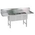 BK Resources 3 Compartment Sink 15 X 15 X 14D 2-15" Dual Drainboards With Stainless Steel Legs & Bracing