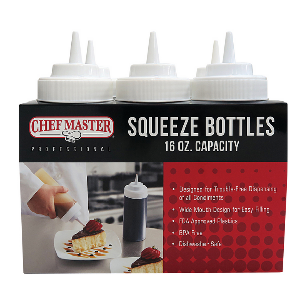 Chef Master (90208) 16 oz. Squeeze Bottles - 8/Pack