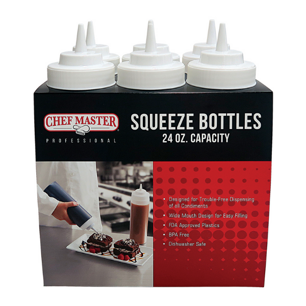 Chef Master (90209) 24 oz. Squeeze Bottles - 8/Pack