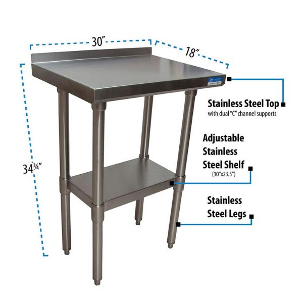 BK Resources (SVTR-1830) 18" X 30" T-430 18 GA Table Stainless Steel Top with 1.5" Riser