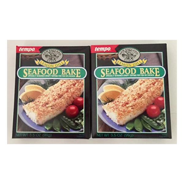 New England Style Lemon Dill Seafood Bake Crispy Topping Mix (Pack of 2) 3.5 oz Boxes