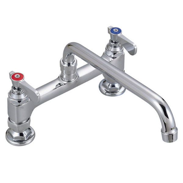 BK Resources (BKF8HD-14-G) 8" O.C. OptiFlow Deck Mount Faucet With 14" Swing Spout