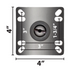 BK Resources (5SBR-UP4-PLY-TLB-PS4) 5" Universal Plate Caster 4/Set