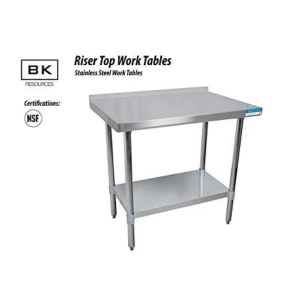 BK Resources T-430 Stainless Steel Riser Top Work Table w/ Galvanized leg & Undershelf NSF Approval VTT-1830R-09