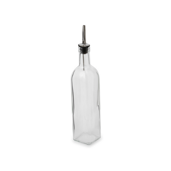 Royal Industries (ROY C 16) 16 oz. Square Glass Cruet with Stainless Steel Pourer