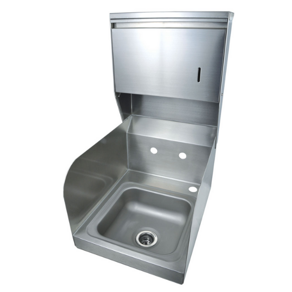 BK Resources (BKHS-W-SS-SS-TD) SM Space Saver Hand Sink 2 Hole SS W Towel Dispenser