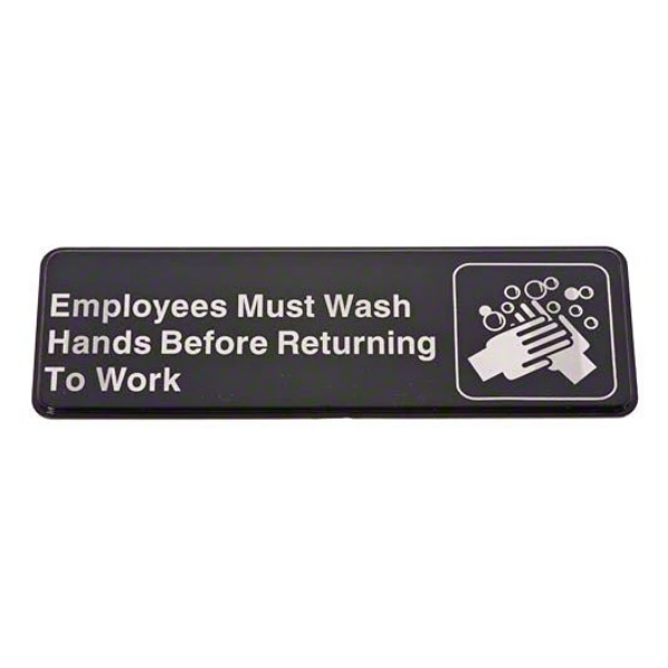 Update International (S39-25BK) "Employees Must Wash Hands Before Returning To Work" Sign