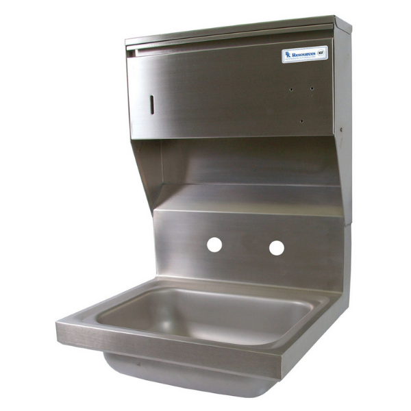 BK Resources (BKHS-W-1410-4D-TD) SM Hand Sink 2 Hole With Towel Dispenser
