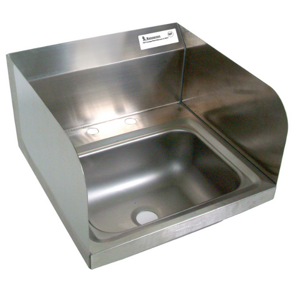 BK Resources (BKHS-D-1410-SS) DM Hand Sink 2 Hole 1-7/8" DR With Side Splashes