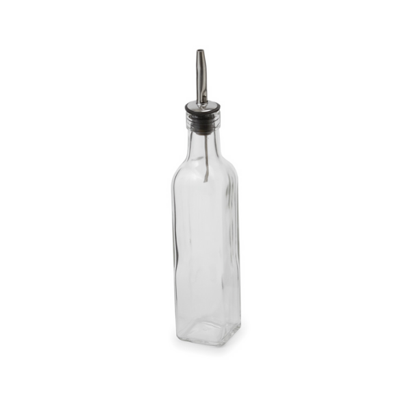Royal Industries (ROY C 08) 8 oz. Square Glass Cruet with Stainless Steel Pourer
