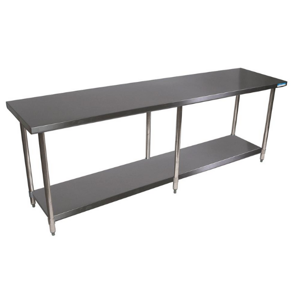 BK Resources (QVT-8424) 14 GA. 84 X 24 Table Stainless Steel Top 18 GA Stainless Steel Shelf