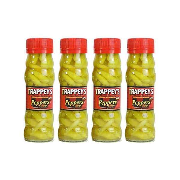 Trappeys Peppers in Vinegar, Hot, 4.5 oz (Pack of 4)