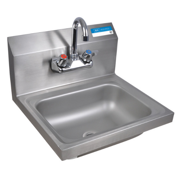 BK Resources (BKHS-W-1410-4D-P-G) SM Hand Sink 2 Hole 3-1/2" Drain With Faucet