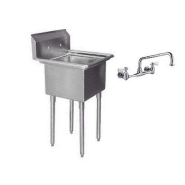 Stainless Steel Economy Prep / Utility Sink and Lead Free Faucet - 18" x 18" NSF