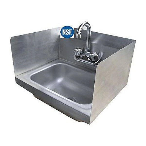Kitchen Stainless Steel Wall-Mount Hand Sink with Side Splashes 16" X 16"
