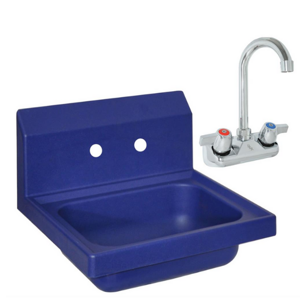 BK Resources (APHS-W1410-BPG) Ion 2 Hole SM Blue Antimicrobial Handsink Kit