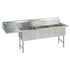 BK Resources 3 Compartment Sink 18 X 24 X 14D 24" Left Drainboard With Stainless Steel Legs & Bracing