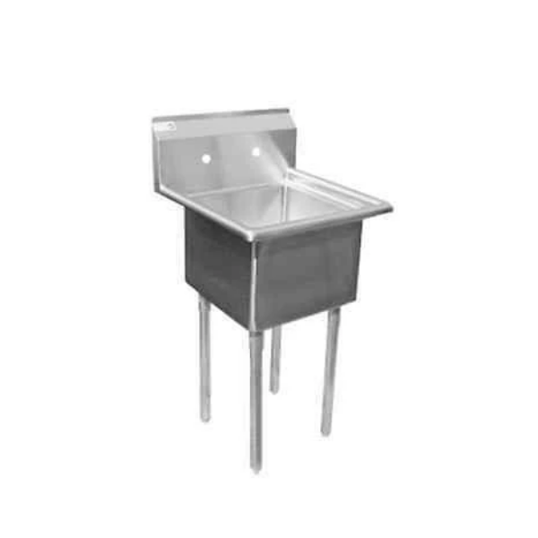 1 Compartment Stainless Steel Sink 15" x 15" NSF Cert. 21" Overall w/ Faucet