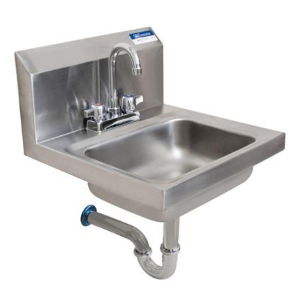 BK Resources (BKHS-D-1410-PT-G) DM Hand Sink 2 Hole With Faucet P-Trap