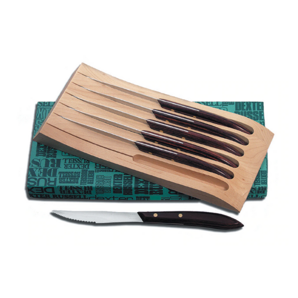 Dexter-Russell 965S-6 Traditional 6 Pieces Steak Knife Set With Wood Block