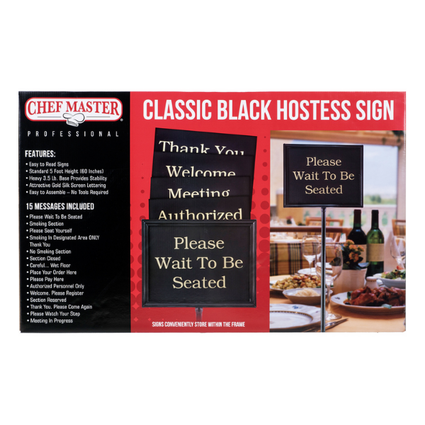Chef Master (90033) Hostess Signs – Classic Black Finish