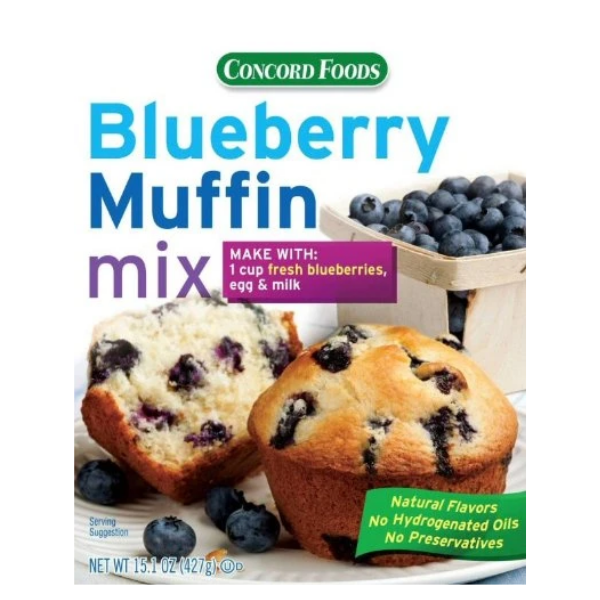 Concord BLUEBERRY Muffin Mix - 6 (SIX) 15oz Boxes