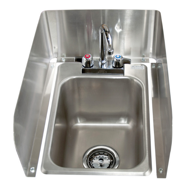 BK Resources (BK-DI1014-SS) Removable 3-Sided Splash For 10X14 Drop In Sinks