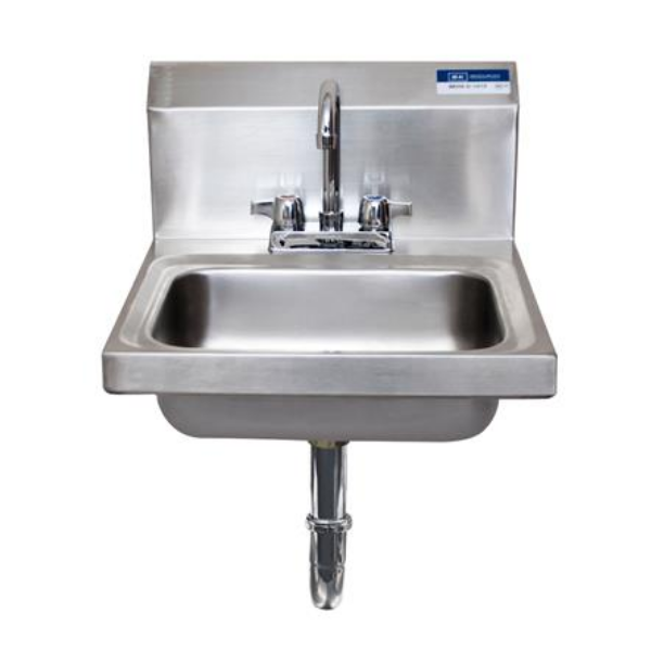 BK Resources (BKHS-D-1410-PT-G) DM Hand Sink 2 Hole With Faucet P-Trap