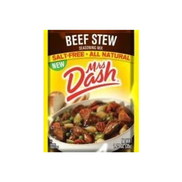 Mrs Dash Salt Free Beef Stew Seasoning Mix (1.25 oz Packets) 4 Pack